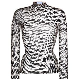 MUGLER Star Mesh flocked long-sleeve top
